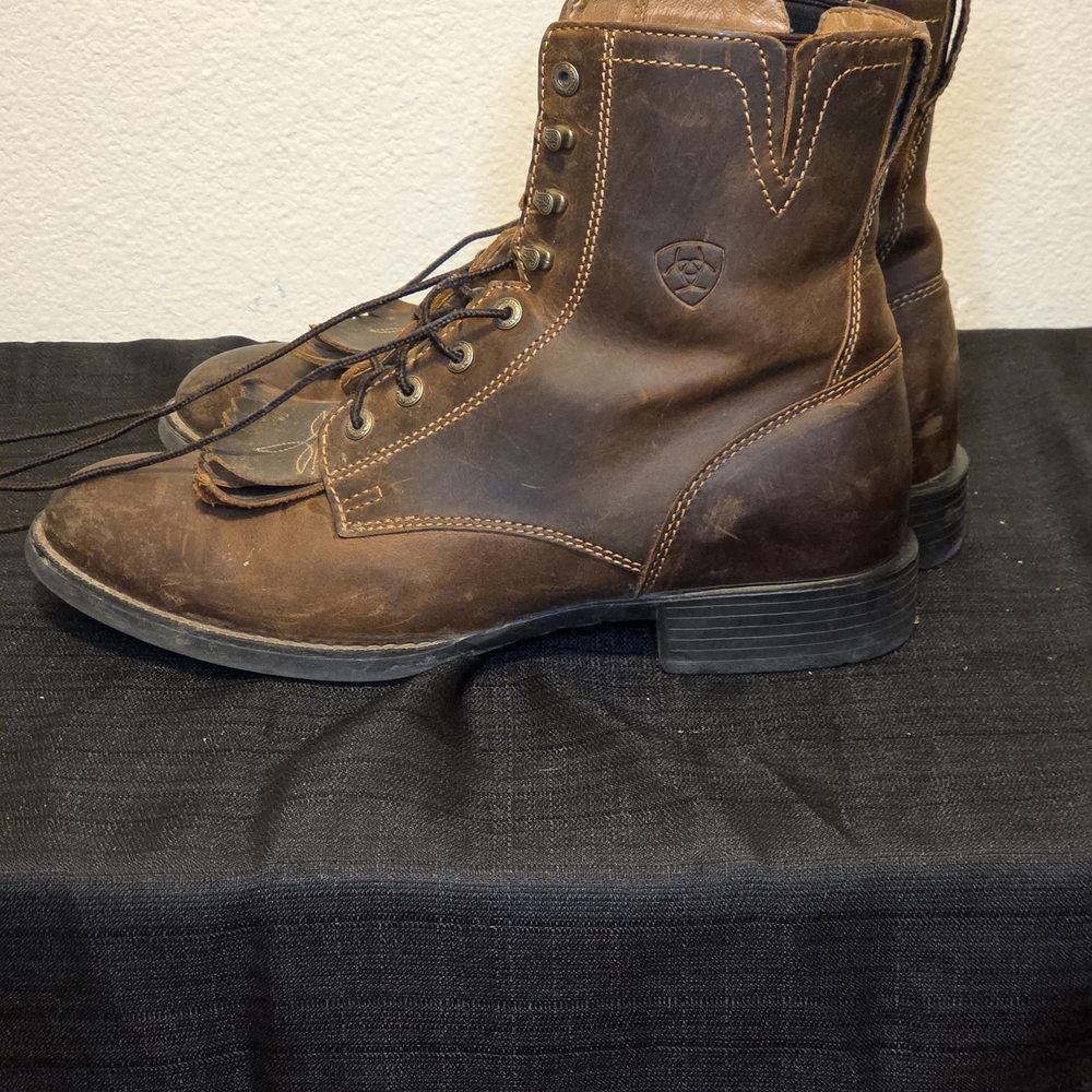 Womens Ariat Boot Barn Brown Roper Lace Up Boots 9.5 - Picture 2 of 6